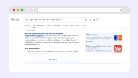 Voorbeeld AI Overview in Google